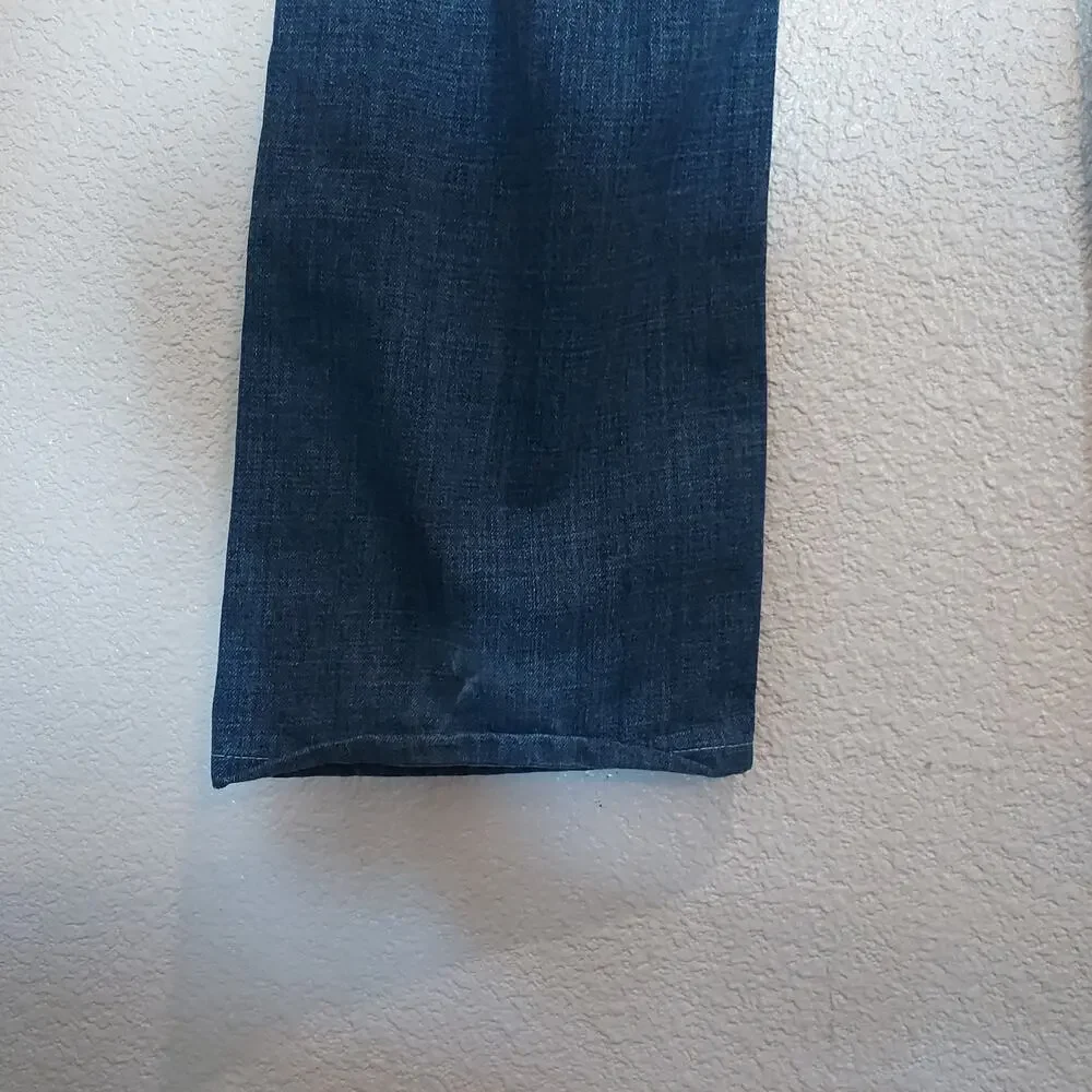 True Religion Distressed Straight Leg Blue Jeans Size 38